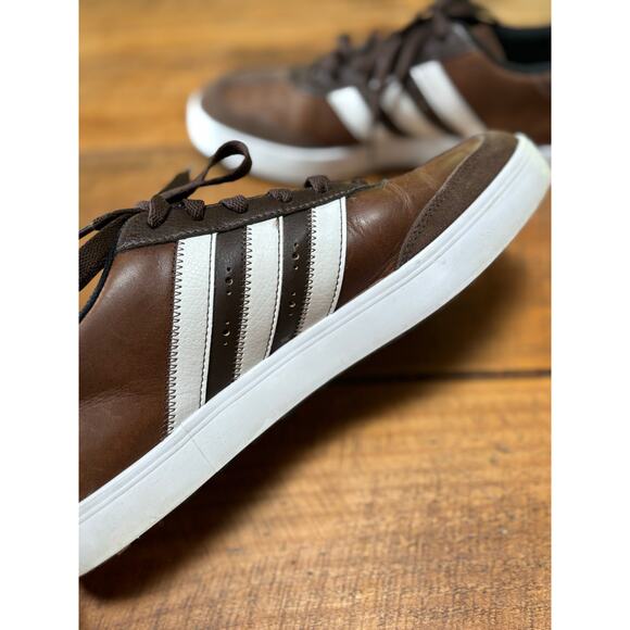 Mens Adidas Adicross V Brown Leather White Spikeless Sneakers Golf Shoes 9.5 - Picture 8 of 13
